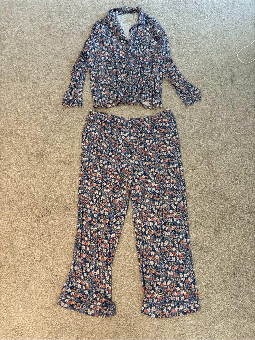 Little Sleepies Navy Floral Wide-Leg Lounge Pants